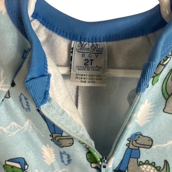 Mon Petit Toddler Two Blanket Sleepers Footies Dinosaur& Raccoon/Fox Pajamas - Picture 3 of 9